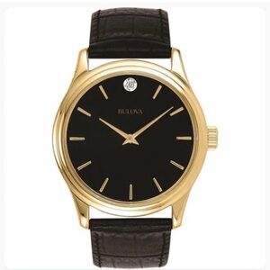 Bulova 97F55 Wrist Watch for Men Black Leather Band